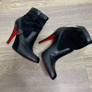 Christian Louboutin CANASSONE 100 Black Leather & Suede Bootie